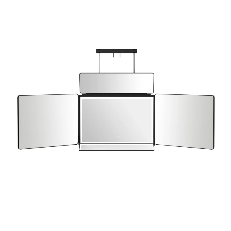 3-way Barber Mirror for Women Shaving Self-cut Makeup Mirror S Car Cosmetic Mirror with Led Light
