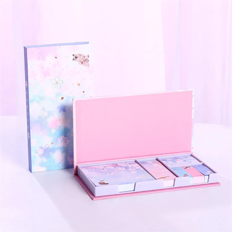 Stationery novelty eco-friendly sakura flower star page marker memo pad sticky note set
