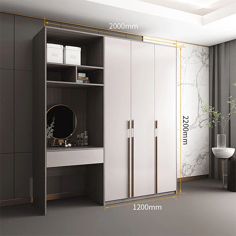Modern Modular Wardrobe With Dressing Table Italian Full Room Glass Mirrored Cabinet Luxurious Bedroom Furniture For Clothes
