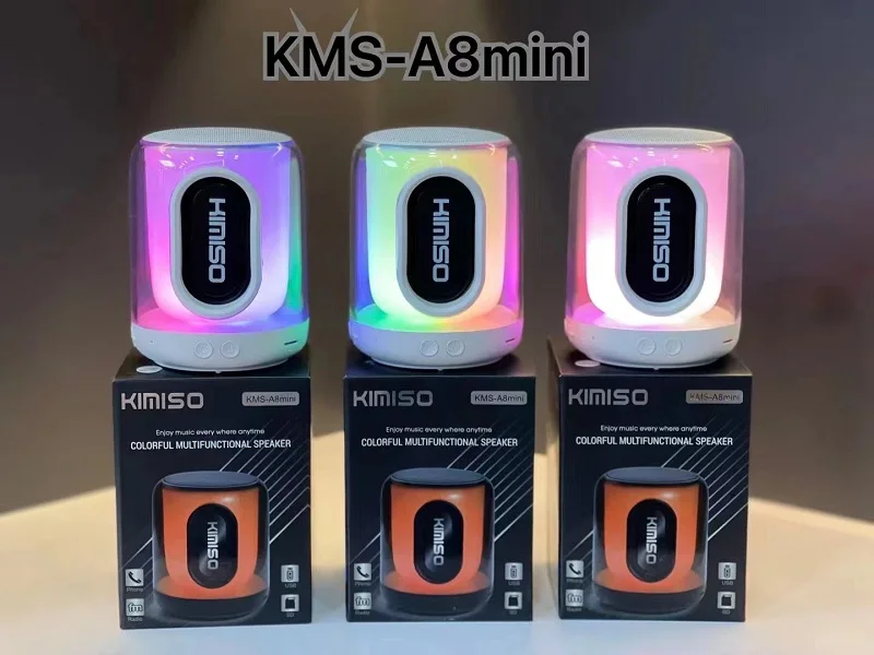 Оригинальный цены по прейскуранту завода-изготовителя kimiso динамик с цветной диодной подсветкой BT акустическая система беспроводной TF USB наушники-вкладыши TWS KMS-A8 Мини светодиодный ночник