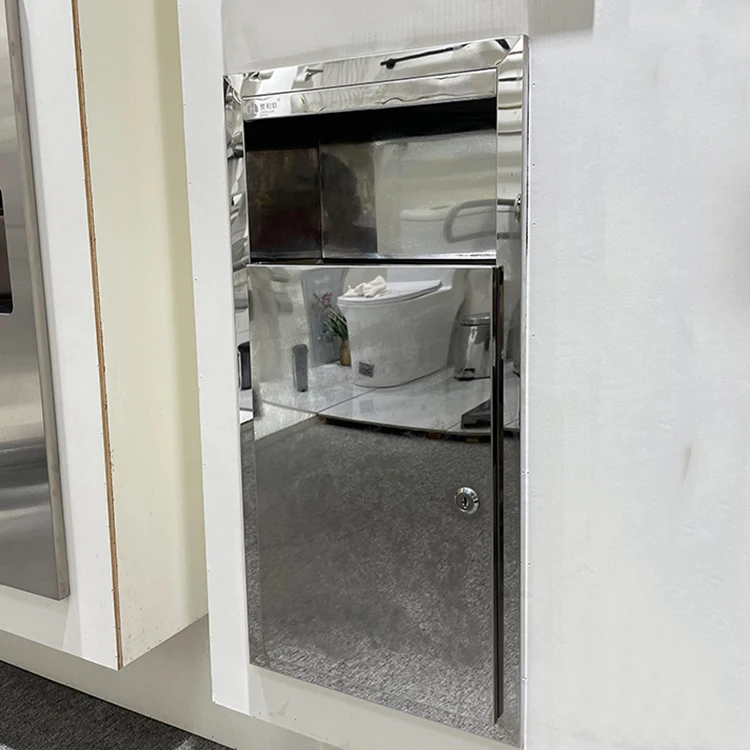 Stainless steel SUS304 toilet recessed wall mounted waste paper bin dustbin receptacle for home hotel
