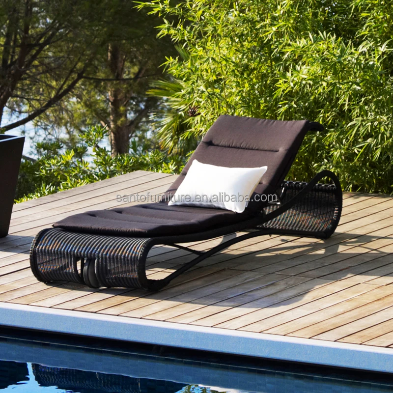 Modern Sun Pool Lounge Chairs Furniture With Ottoman Outdoor Daybed Garden Leisure Chaise Lounge