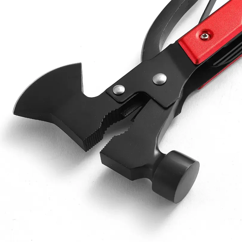 Firstime Outdoor Best Camping Accessories Gifts Portable Mini 15 in 1 Survival Hatchet Multitool Axe Hammer for Men Dad Husband