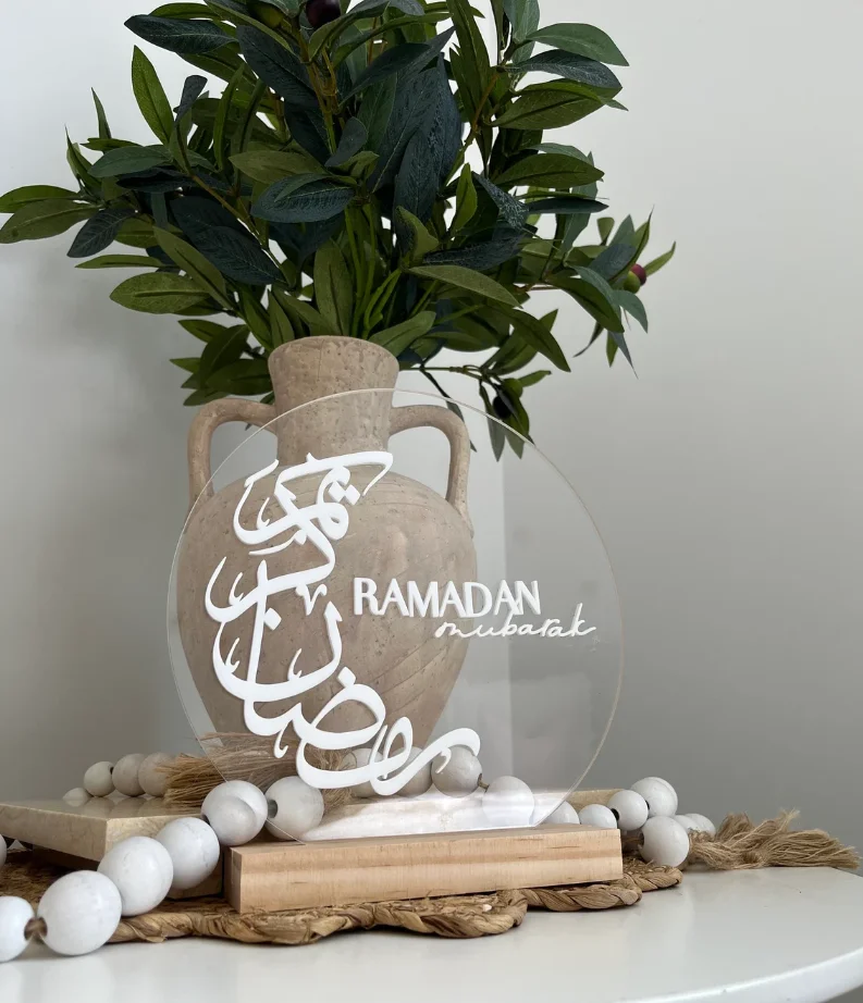 Pafu Ramadan for Muslims Home Decor Acrylic Ramadan Mubarak Table Sign