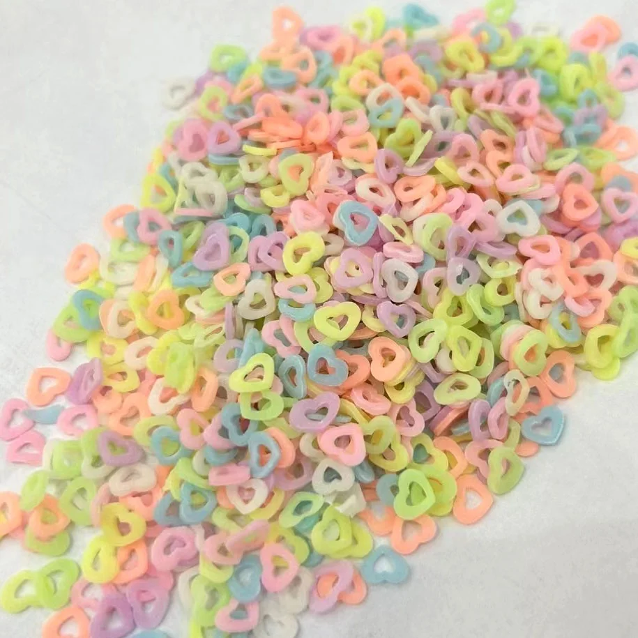 500g Glow Colorful Star Hollow Heart Leaf Polymer Clay Slices Sprinkles for DIY Crafts Filling Accessories
