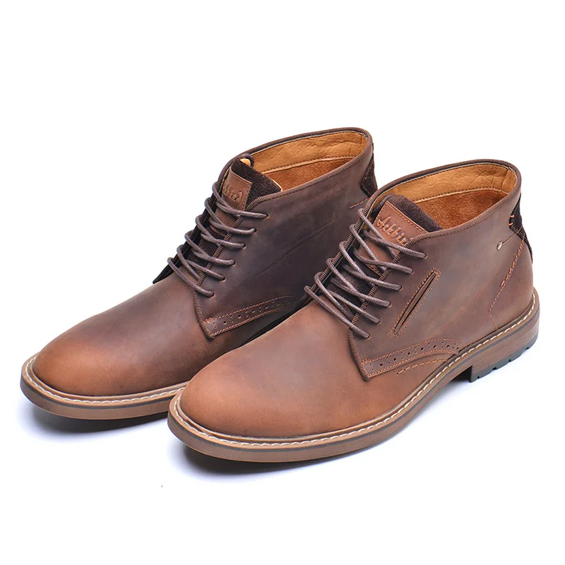 
factory wholesale Customerized OEM EU size 46 47 italian dr mens high top martens Boots shoes carzy horse leather for men work 