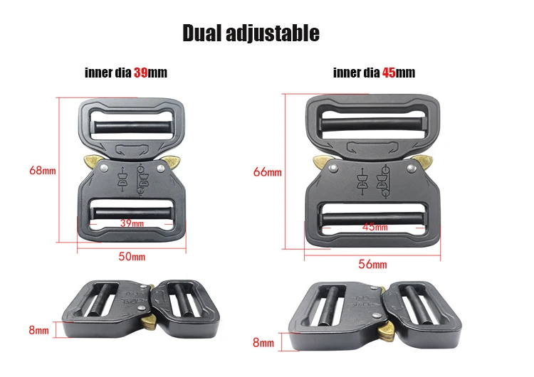waterproof 50mm adjustable shoulder strap buckles clasps for leather bags 2 inch metal buckle for  belts & accessories