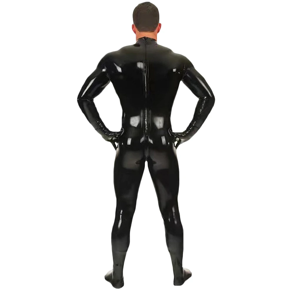 Wetlook Full Body Mens Sexy Faux Leather Catsuit PVC Bodysuit Stretchy Sheath Zentai Tight Exotic Jumpsuit Night Clubwear