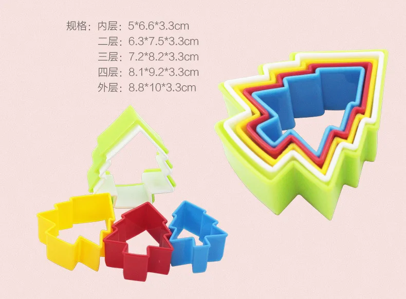 Customizable Plastic Cookie Cutter Set Gingerbread Star Square Round Flower Heart Christmas Tree Shapes
