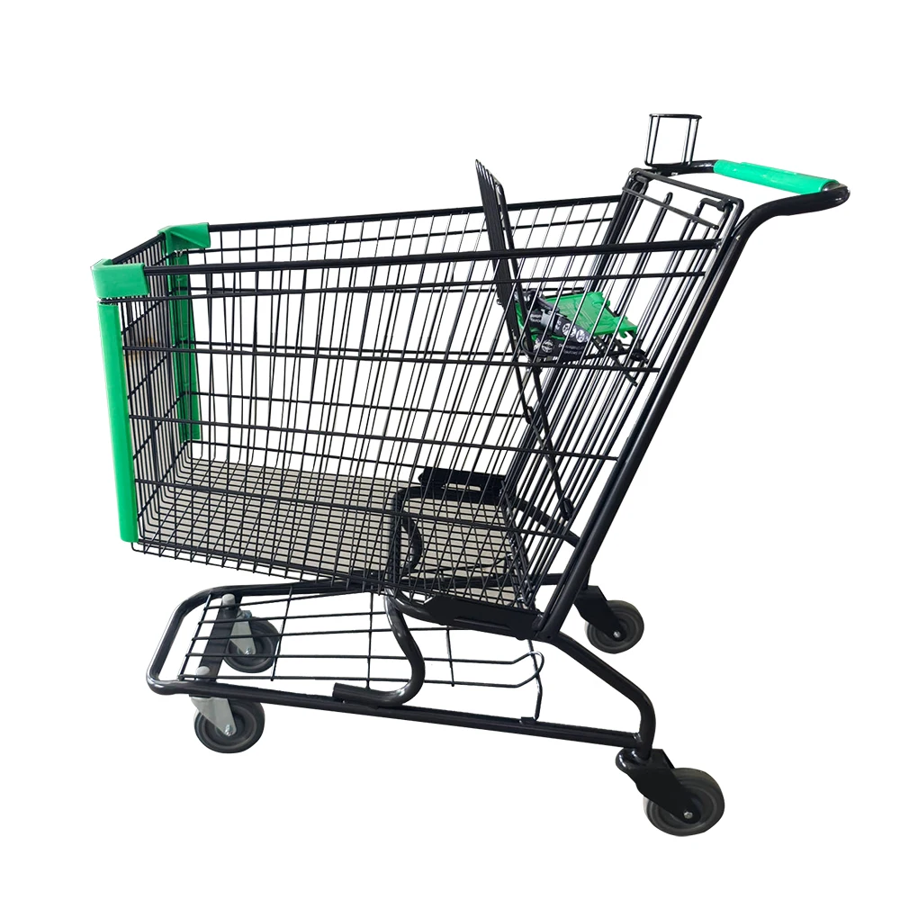 Supermarket Large Capacity 180L Hypermarket Equipment Shopping Cart Trolley With Wheels