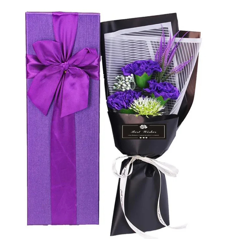 
2021 New Arrival Valentines Day Gift Soap Rose Giftbox Mothers Day Artificial Carnation Bouquet Party Decoration 