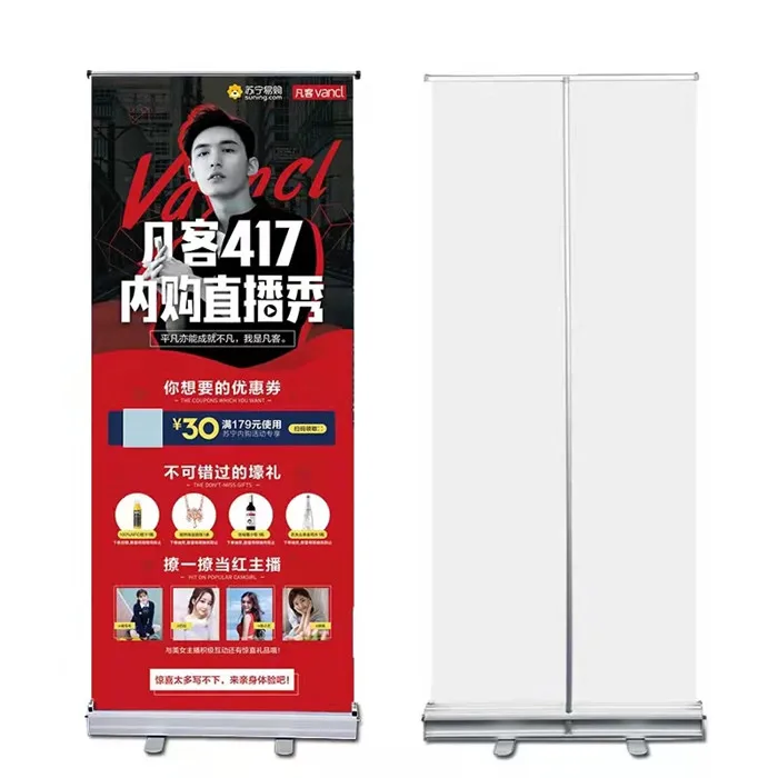 Aluminum alloy rolling display frame banner roller shutter telescopic display frame shop information signboard 85x200