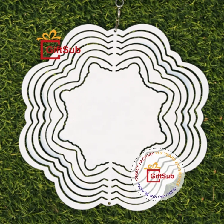 GiftSub 10' Aluminum Wind Spinners Double Sided Print Sun Sublimation Metal Wind Spinner Blank Ornaments for Yard and Garden
