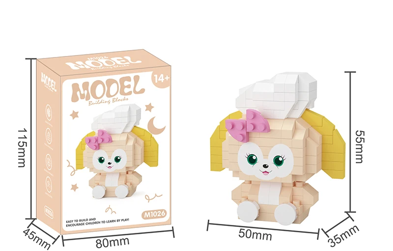 Most Popular Mini Bricks ABS Plastic DIY Custom Building Blocks 3D puzzle Toy Kit Cartoon Character Animals Brick  For Kids