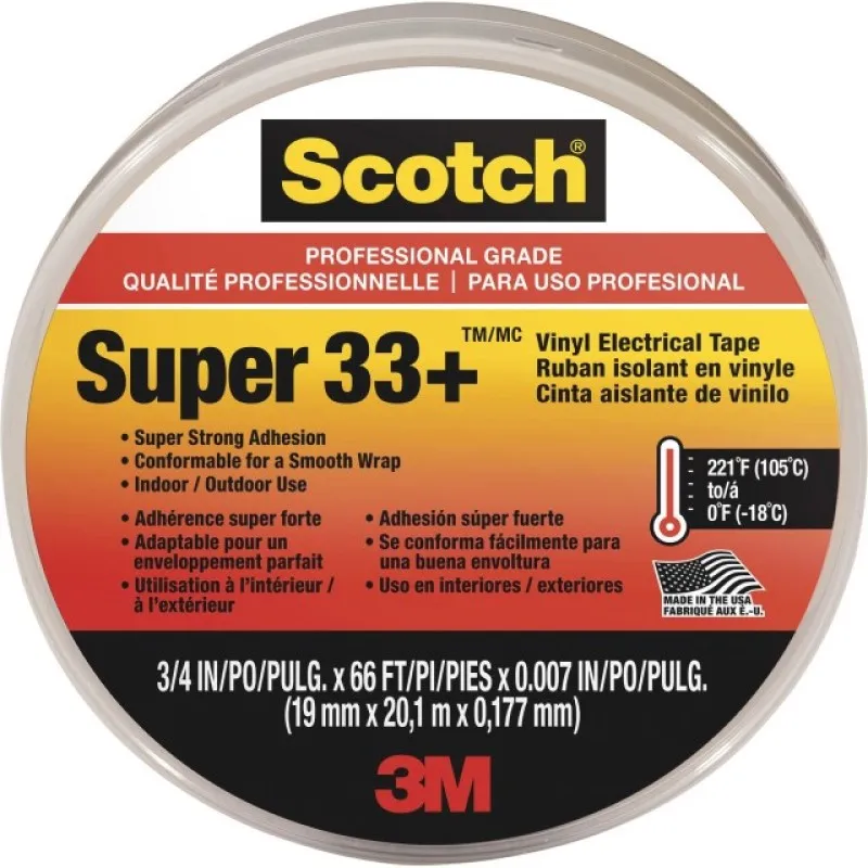 Flame-retardant 33+ Vinyl Electrical Tape Black PVC Tape 19mmX20M 10rolls/package