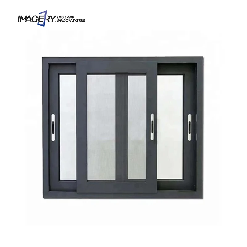 Manufacturers double glazed burglar proof soundproof design aluminum sliding black windows for house