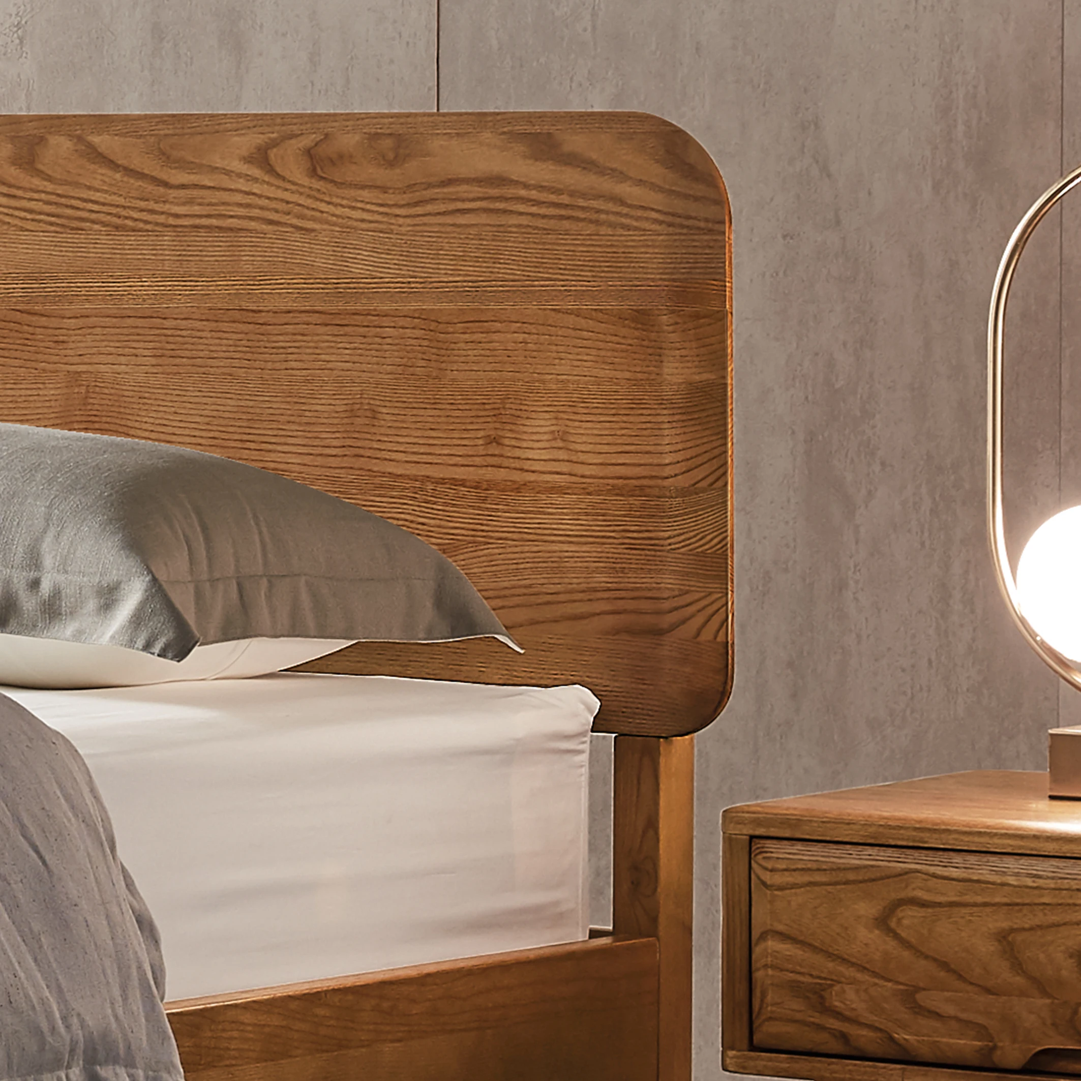 Minimalist home furniture master bed solid wood bed set