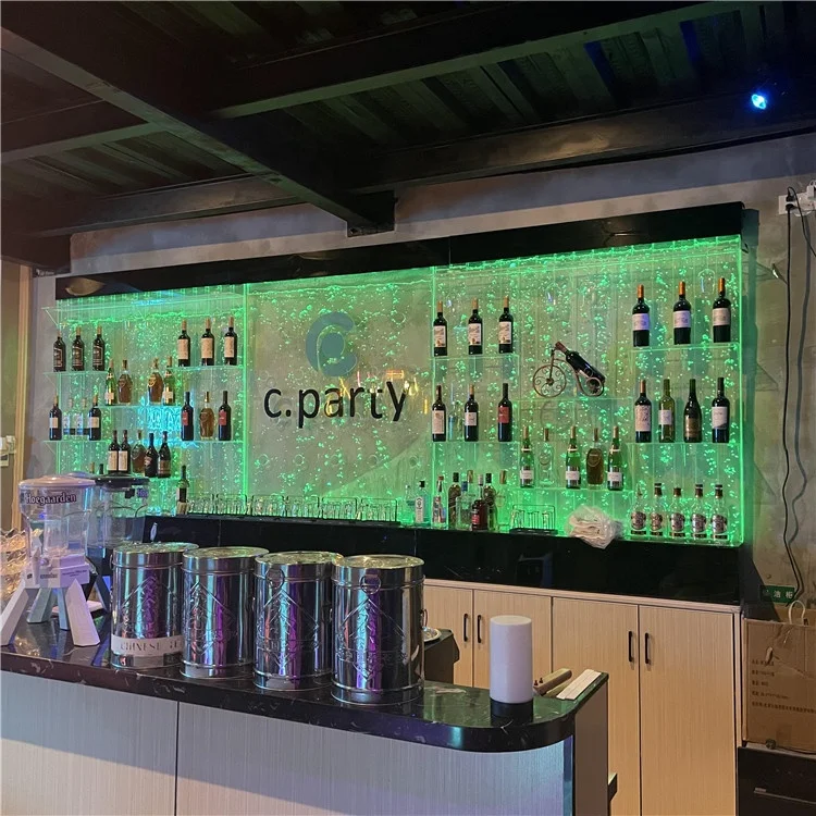 Wholesale Acrylic Water Feature Wall LED Lighted Bar night club  Shelves Decorative Wall Screens & Room Dividers