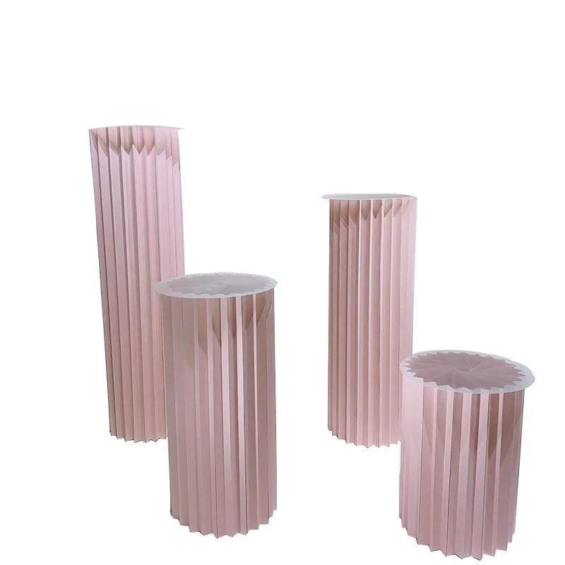 High Quality Wedding Events Party Stage Decoration Paper Cylinder Plinth Round Dessert Table Stand Acrylic Wedding Cake Stand