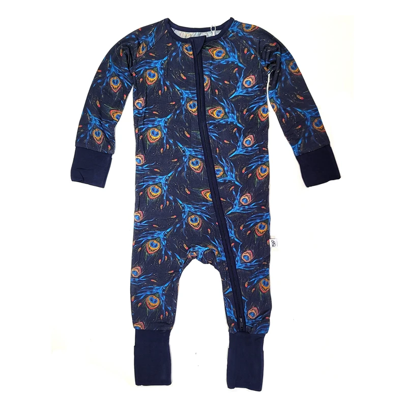 Newborn Baby Clothes Long Sleeve Footless Romper Jumpsuit 2 Way Zipper Footless Pajamas