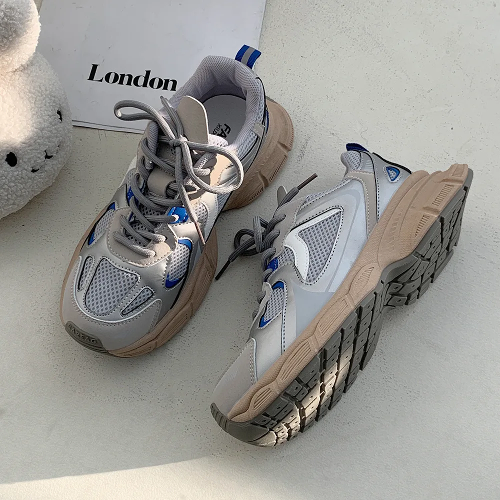 2024 New Summer White Female Student Fashion Casual Shoes Super Fire Thick Sole Platform Style Upper Mesh EVA Breathable Sports