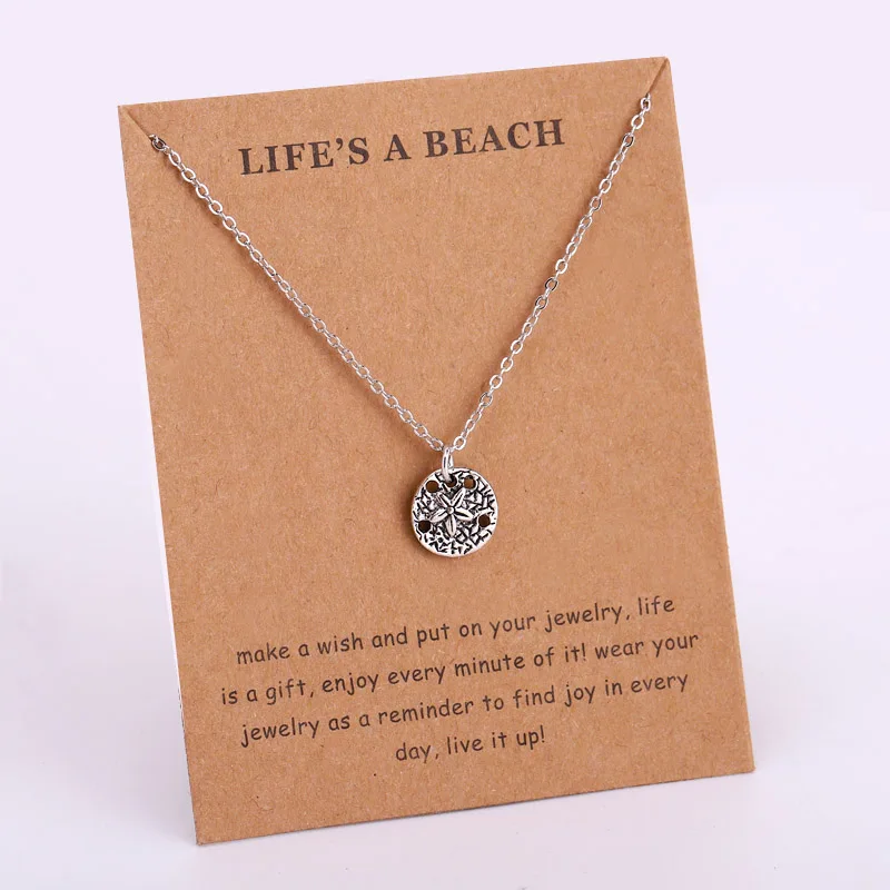 LWD60208 Ocean Jewelry Anchor Fish Shell Sand Dollar Shark Whale Starfish Seahorse Mermaid Wave Sea Turtle Collar Necklaces