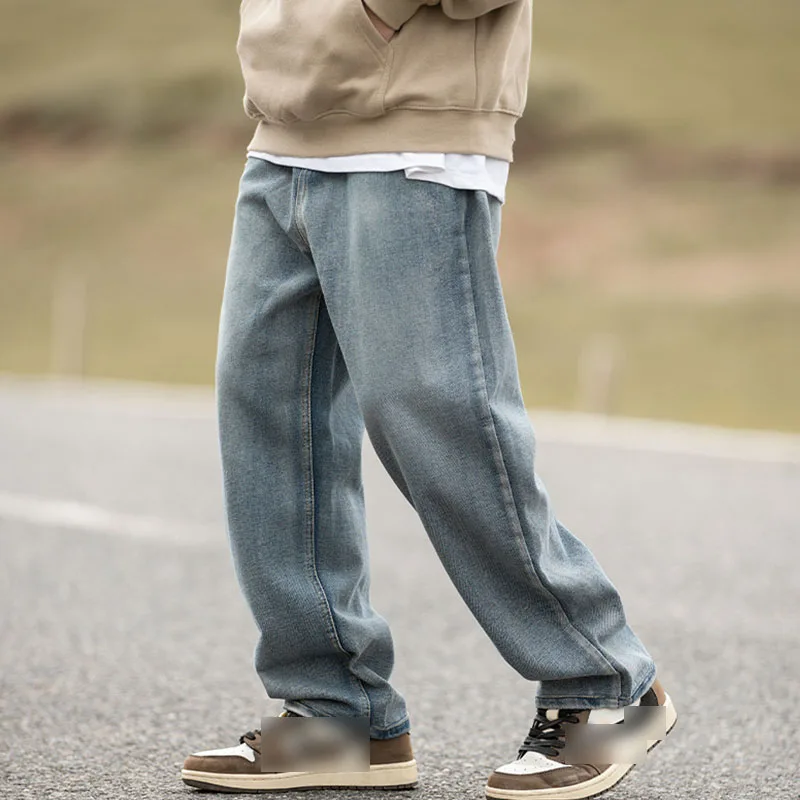 Baggy Jeans Trousers for Men High Quality Denim Trousers Men Streetwear Pant Men 2024 Loose Straight Jeans Acid Wash Pants