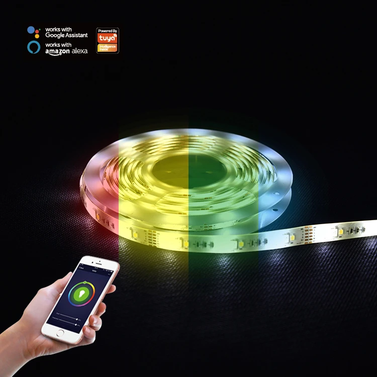 30pcs 5050 + 30pcs 2835 10m RGB CCT WIFI Smart LED Strip, APP + Remote + Adjustable Controller Flexible LED Strip Light RGB