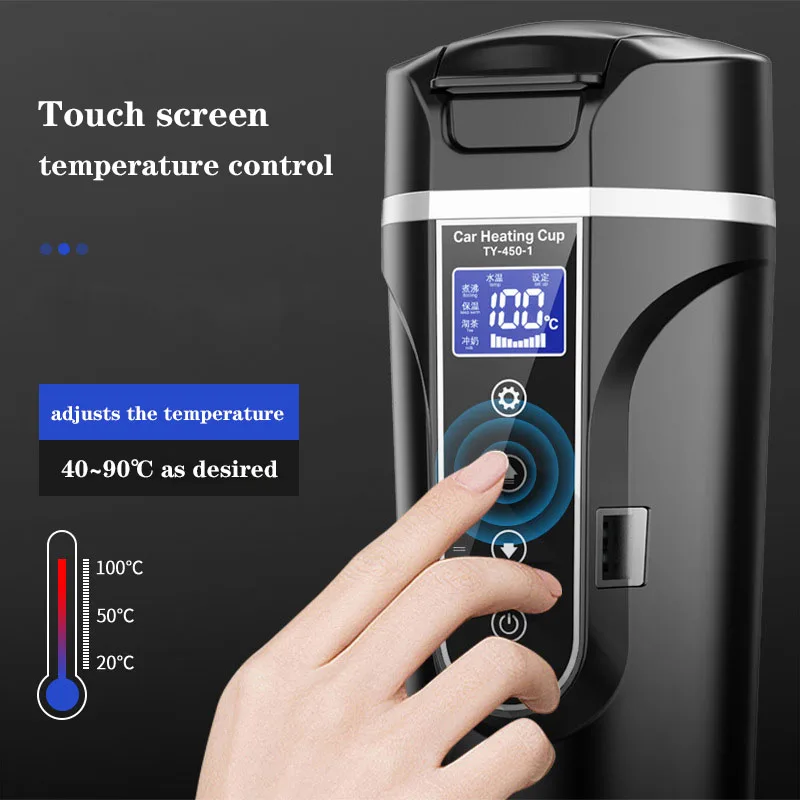 Smart Travel Car Mug Kettle Stainless Steel Vacuum Warmer DC 12V Car Electrical Heating Cup Smart Bottle