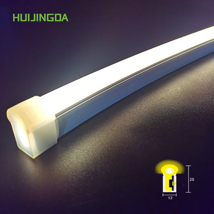 N1225 12X25mm Side Bend 215 Degree Dome Luminous Silicone IP67 Neon LED Strip Light 5m Length Colorful Outdoor Garden Use 24V