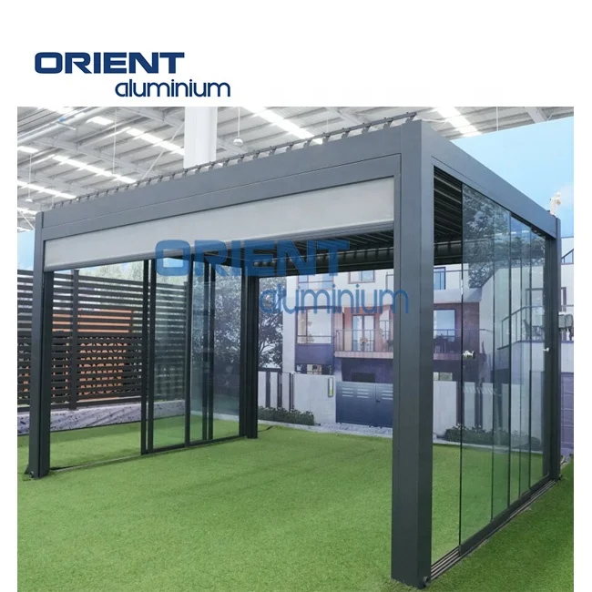 Modern Automatic Patio Aluminium Outdoor Gazebo Retractable Terrace Pergola