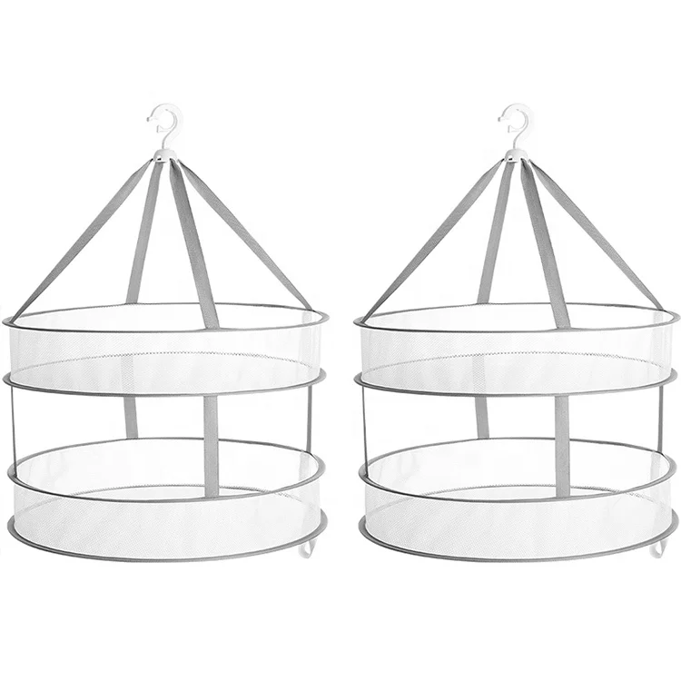 
Foldable laundry baskets Hanging windproof Drying clothes Mesh Laundry Basket dryer Rack 2 layers clothing bags baskets 