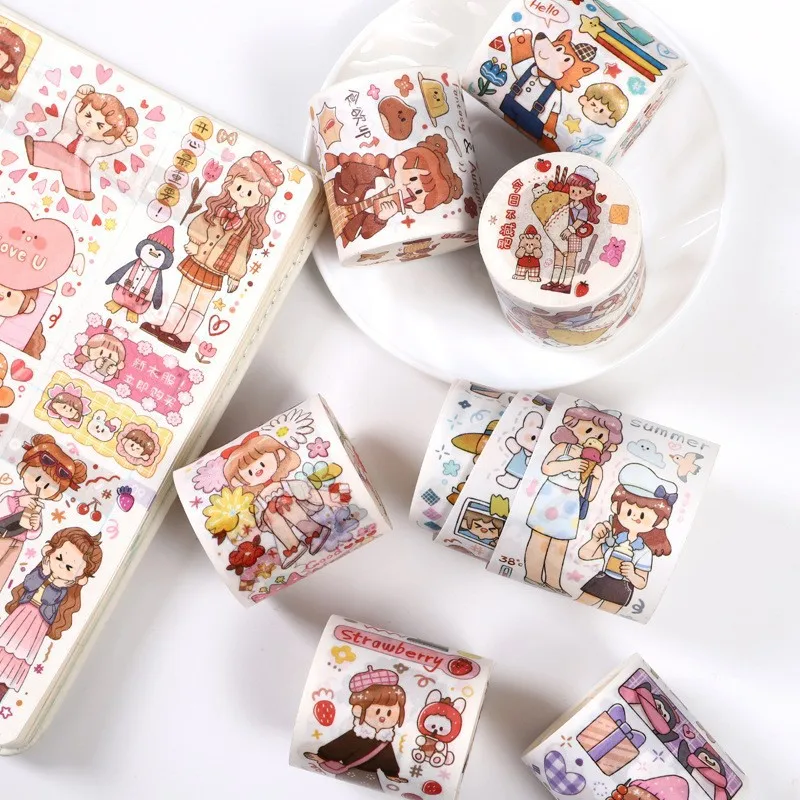 Wholesale characters sweet hand account and paper tape food love wear Korean cute decorative stickers