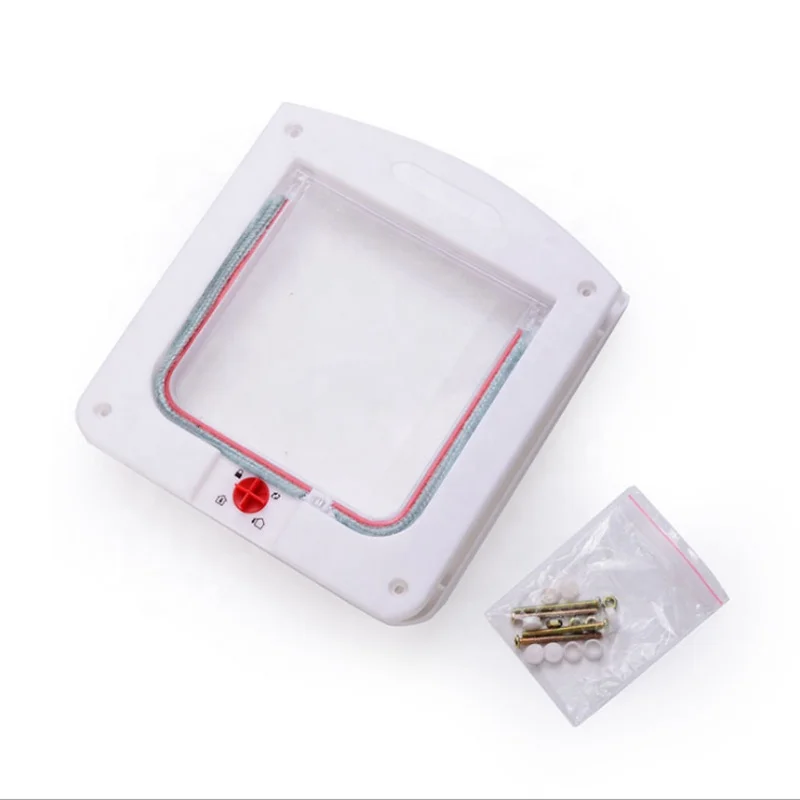 
 Hot Sell Indoor Pet Supplies Safety 4 Way Locking Cat Door PP Durable Cat Flap Door  