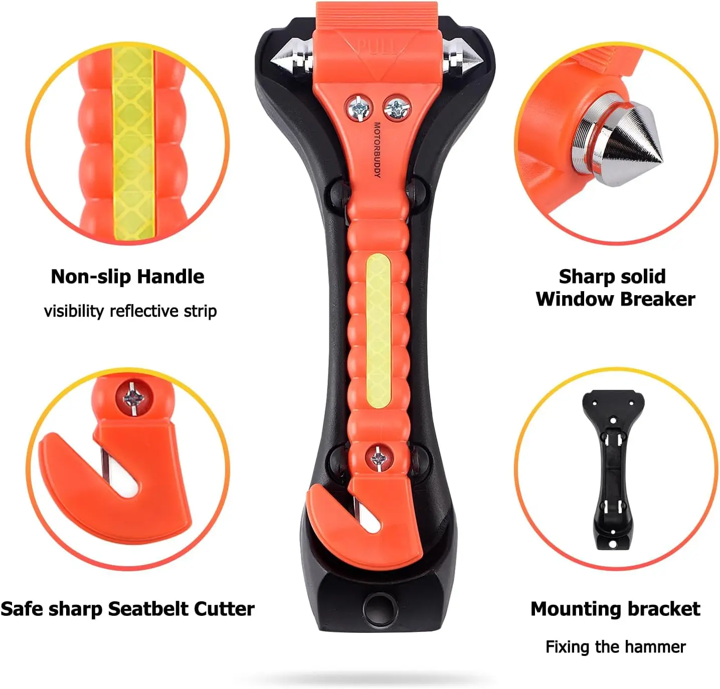 2-in-1 Emergency Glass Hammer Window Punch Seatbelt Cutter Life Rescue Tools Kit