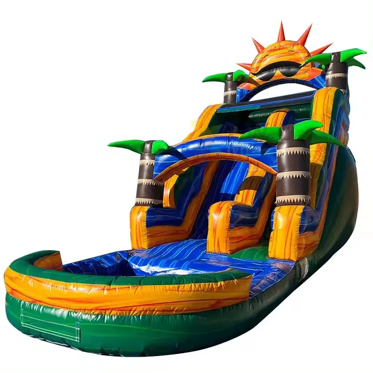 Funworldsport Outdoor Water Amusement Inflatable Jumping Trampoline Inflatable Water Play Toys for Kids