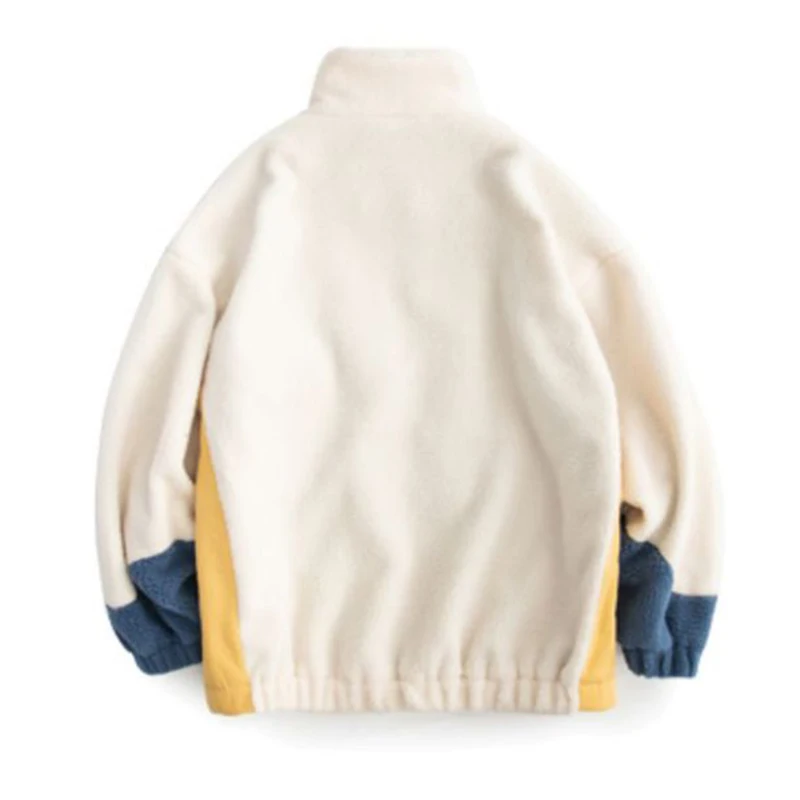 Custom Fleece Jacket Full Zip Up Patchwork Sherpa Fleece Jacket For Men And Women