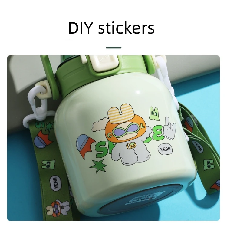 New Cartoon Thermos Cup 316 Stainless steel big Belly Thermos Cup Children student straw water cup portable