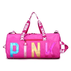 Free Sample Wholesale Custom Fashion Logo Foldable Sport Gym Women Mens Waterproof Travel Duffel Bag Pink Duffel Bag Duffle Bag