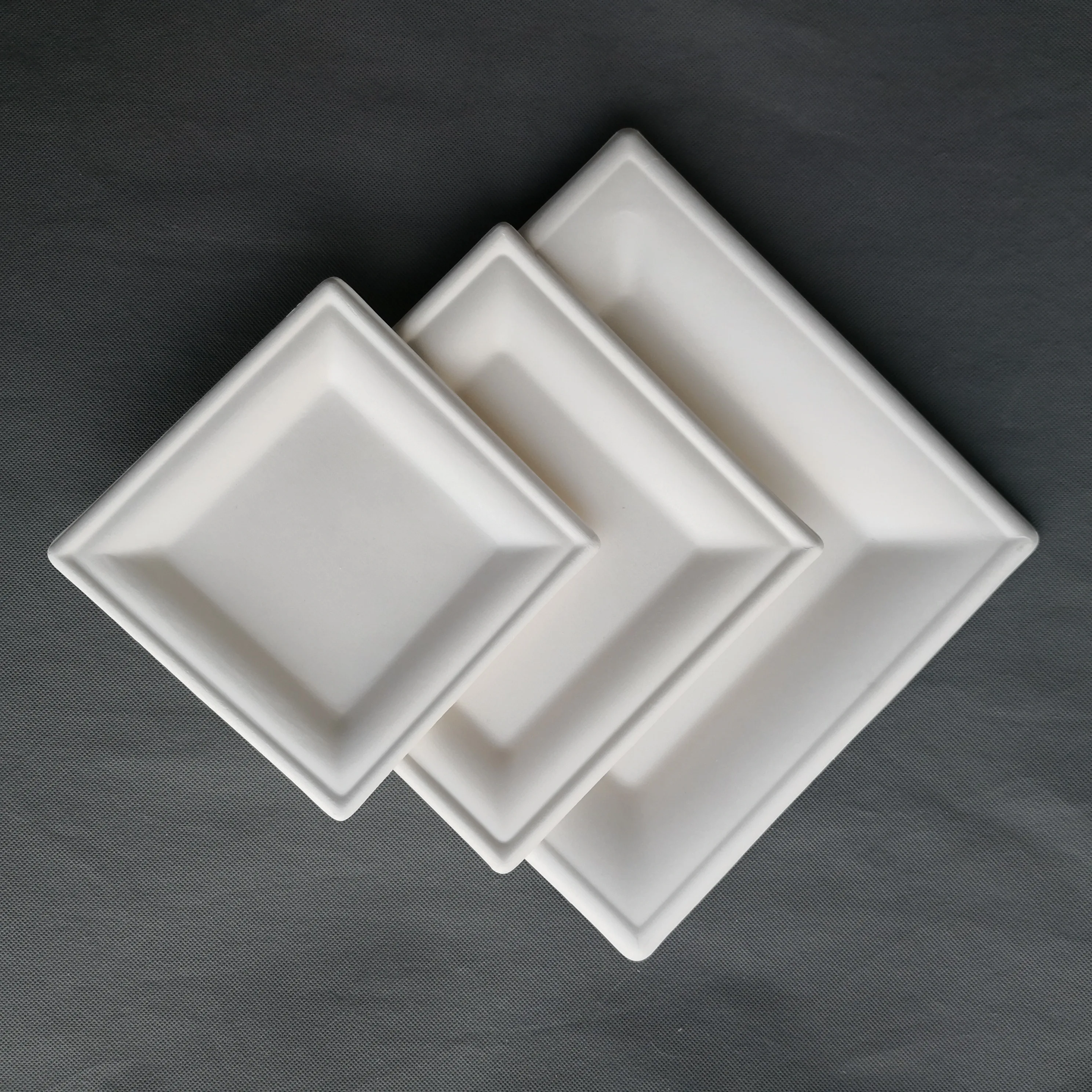 Manufacturer Custom Wholesale Lightweight Portable Disposable Bagasse Square Plates