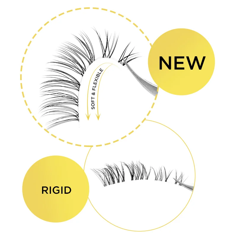 New products DIY cluster Segmented super soft flexible band 3D Faux Mink Eyelashes Customized diy segment lash glue