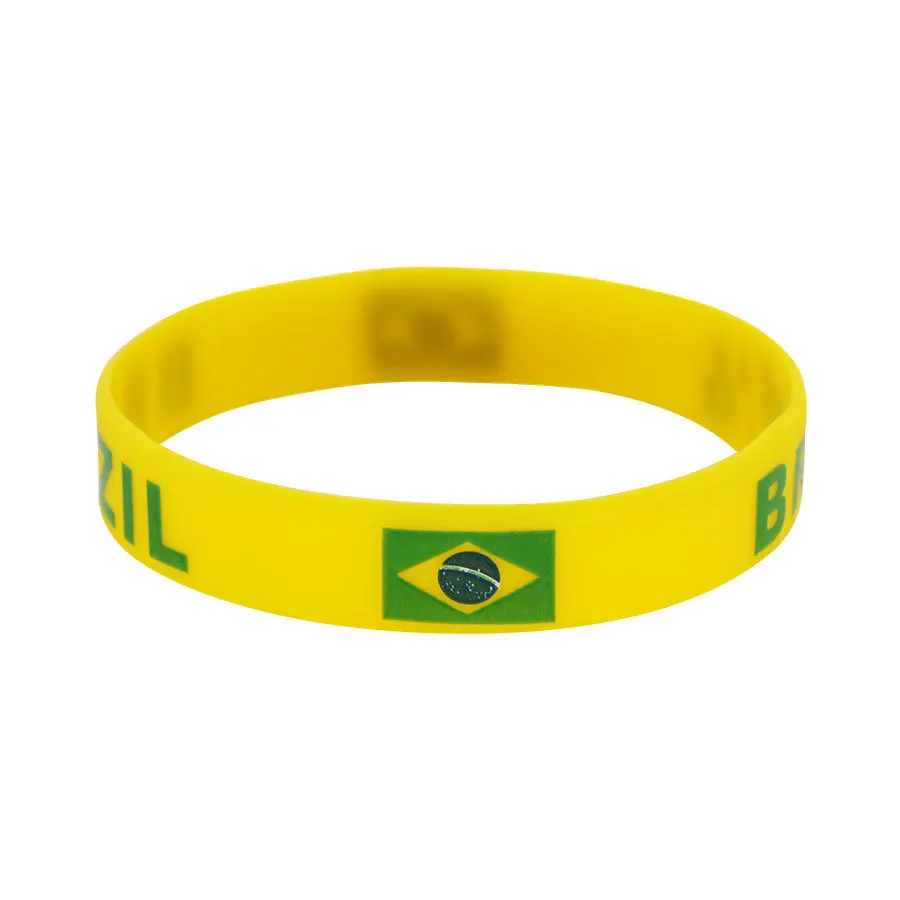 Custom Logo Many National flag Design Silicone Flag Wristband Silicone Bracelet Fitness Sports Wrist Strap Wtih Custom Design