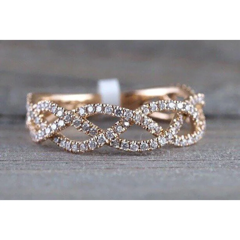 fashion hot new rose gold lady finger ornaments fashion show model ornaments full forever solitaire diamond engagement ring