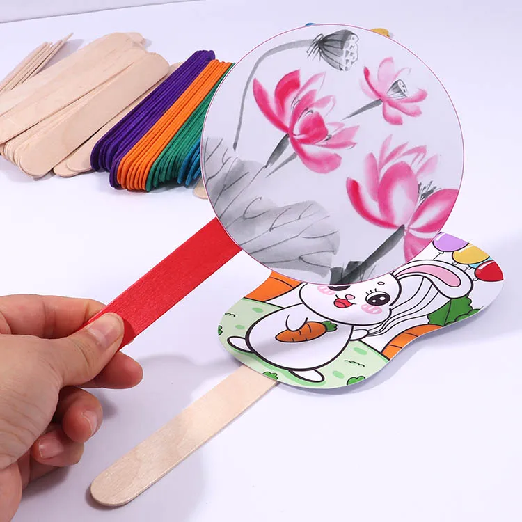 Foska Biodegradable Food Grade 18MM Width Rainbow Colorful and Natural Wood Craft Sticks for Popsicle Ice Cream Sticks