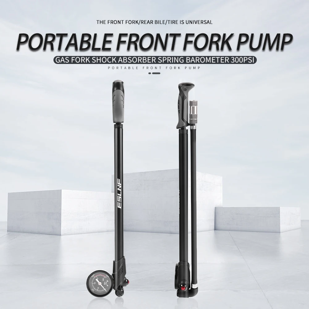 New arrived mtb cycling portable 300psi air pump aluminum alloy bicycle front fork pump with pressure gauge