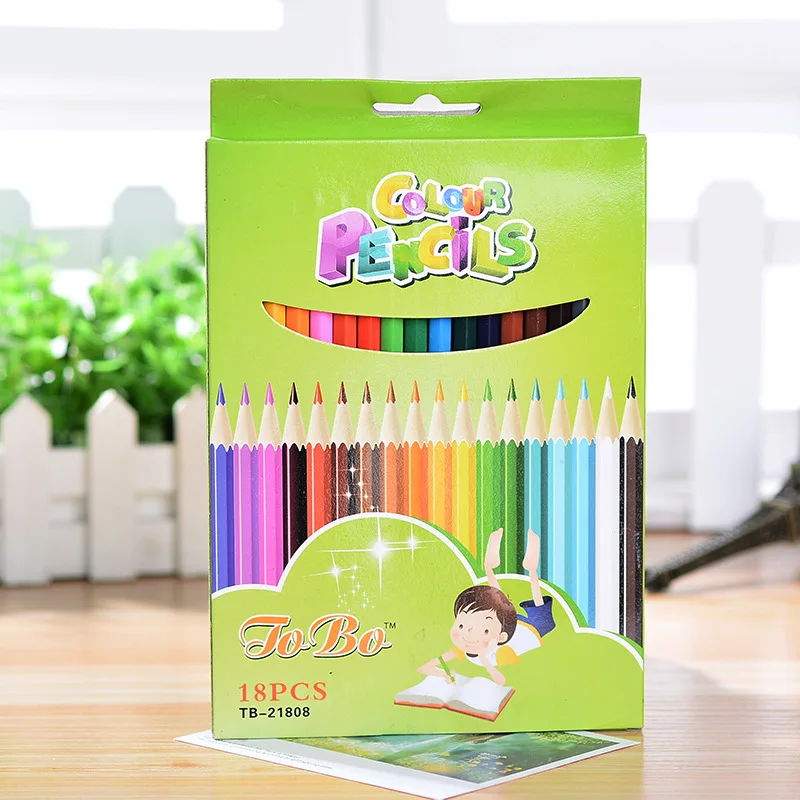 18 Colors Wooden Pencils Non Toxic Colorful Lead Standard Painting Pen Students Drawing Sketching Tool School Stationery