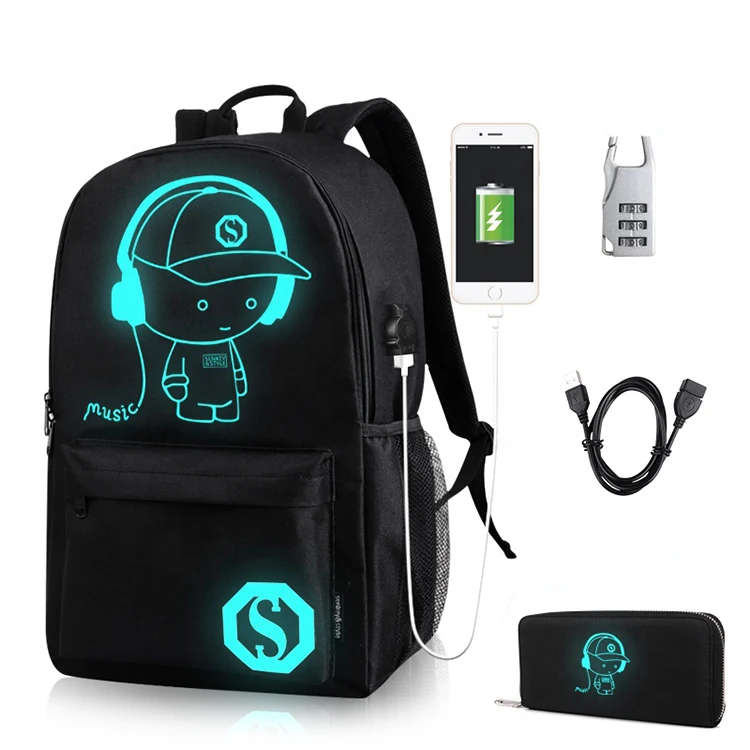 School Backpack Cool Luminous School Bag Unisex Laptop Bag with Pencil Bag for Boys Girls Teens