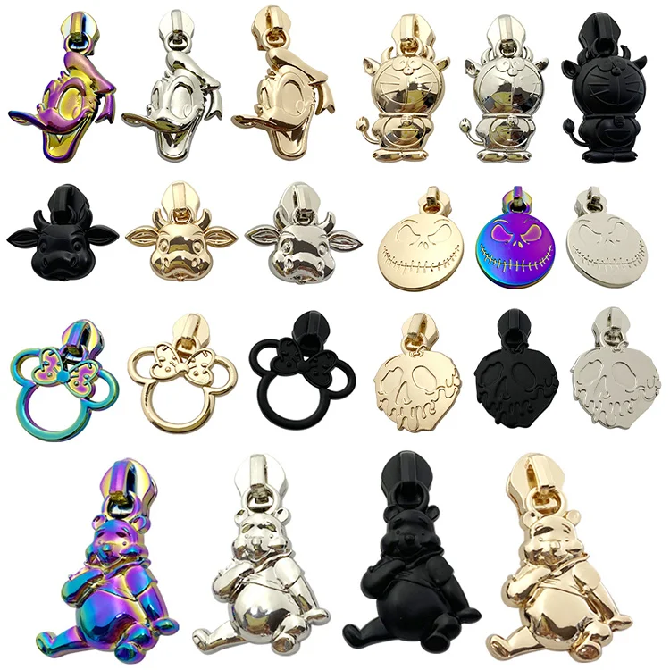 Wholesale customized brand logo metal zipper puller slider for handbag/jacket