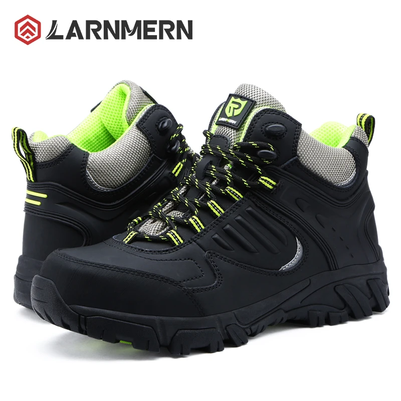 LARNMERN Safety Boots for Men Industrial Construction Genuine Leather Work Boots Puncture Proof Anti-Smash Anti-Slip ESD shoes