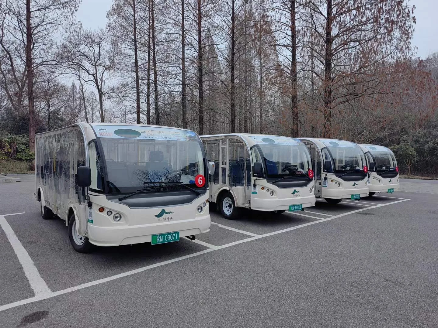 high level electric sightseeing bus closed style with air conditioner and TV and reverse camera